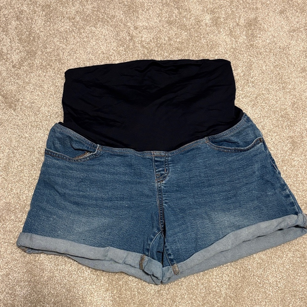 Isabel Maternity Blue Jean Midi Shorts